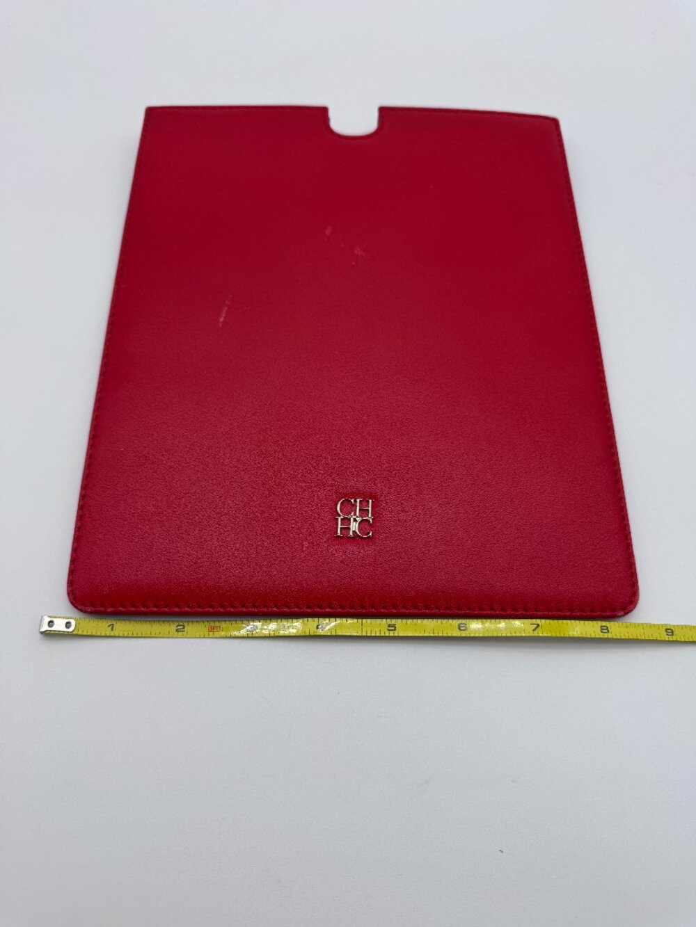CH Carolina Herrera Red Leather Tablet/iPad Sleeve Case Pouch Authentic